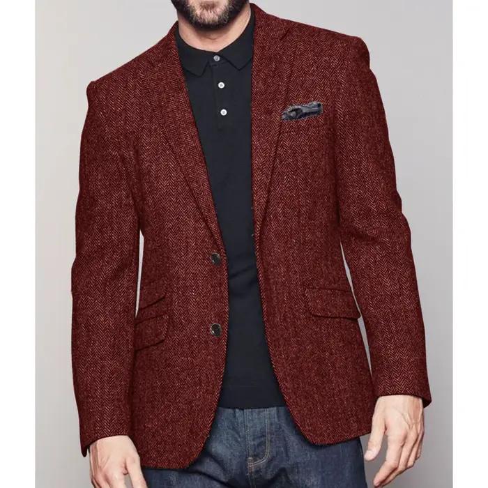 Veste de costume à chevrons pour hommes, simple boutonnage, mode décontractée, coupe cintrée, confor