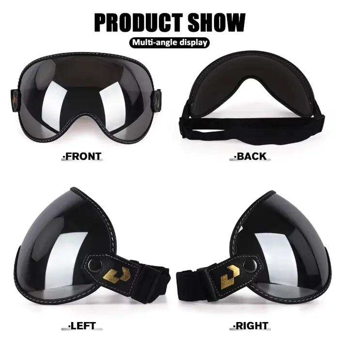 SOMAN – demi-casque de moto, rétro, visage ouvert, Vintage, bouclier à bulles, visière, lentille, lu