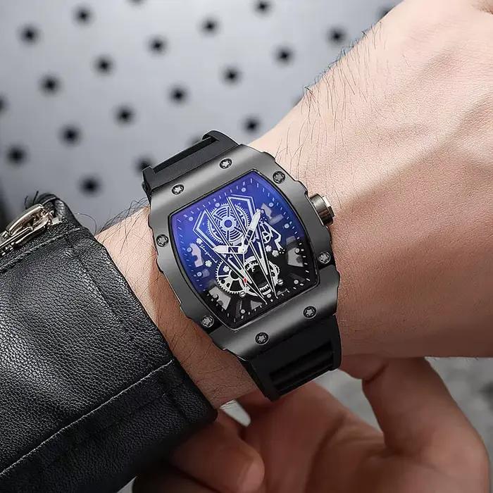 1/2 pièces de luxe grand cadran hommes montre à Quartz décontracté bracelet en Silicone hommes montr