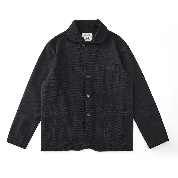 Vintage lourd Kendo veste hommes automne hiver nouveau coton revers multi-poches ample encre teint v