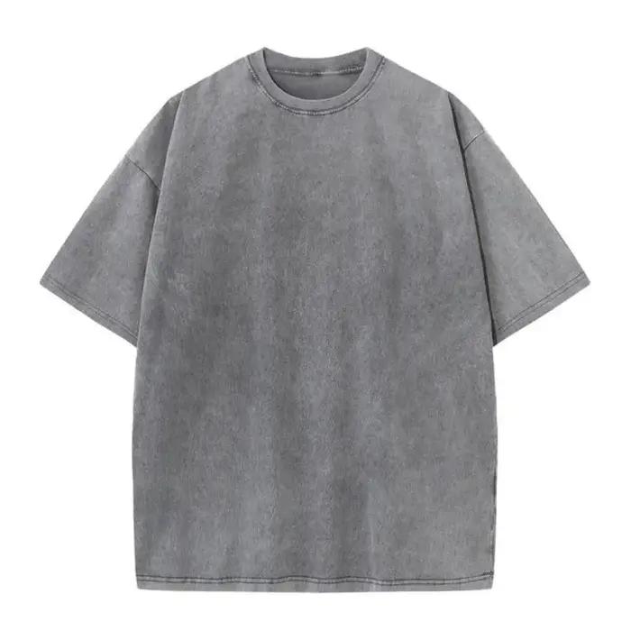 T-shirt rétro en coton pour hommes et femmes, manches à épaules tombantes, t-shirts vintage à manche