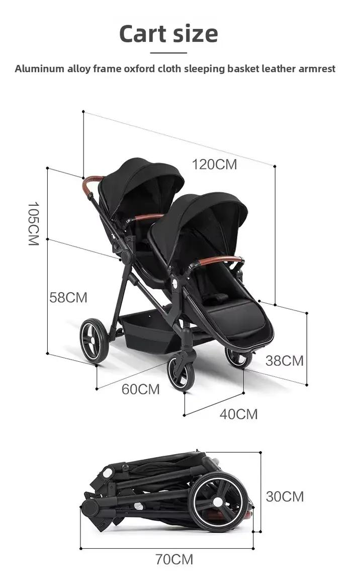 NOUVEAU Poussettes jumelées ultra-légères, poussettes multifonctions avec sièges auto, 3-en-1 pliabl