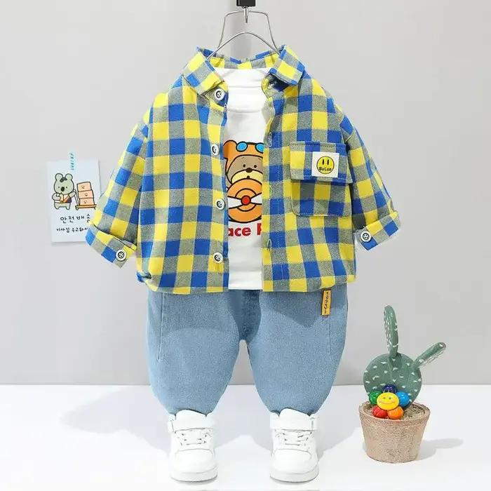 Costume voiture bébé 0-4 ans ensemble trois pièces rayé manches longues pour automne ludique et confortable pour filles et garçons