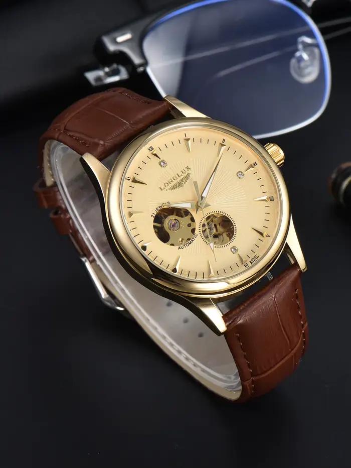 LONGLUX montre automatique style élégant en gros montres mécaniques squelette rome étanche montre po