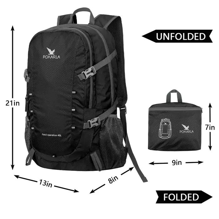 Sac à dos de voyage 40L, imperméable, léger, pliable, pour randonnée en plein air, camping, sac à do