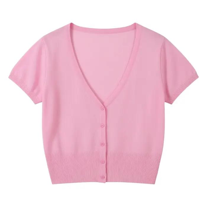 Cardigan femme court haut ete légère manteau protection solaire korean style gilet maille tricot