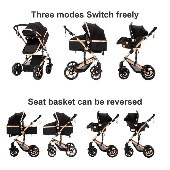 Poussette bébé multifonction 3 en 1 avec siège auto et panier de couchage landau bébé poussette légè