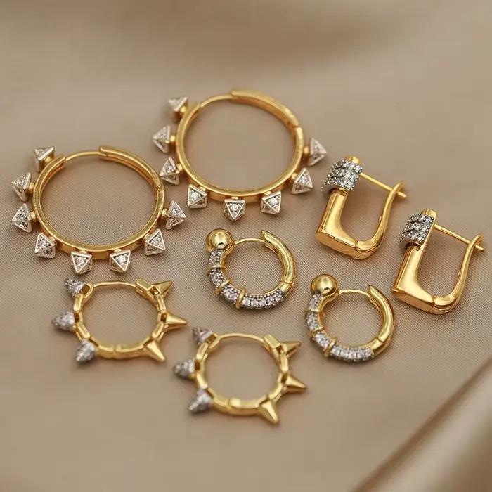 Boucles d'oreilles géométriques en cristal pour femmes, nouveau Design de vue, marque de mode, bijou