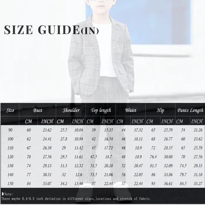 Costumes décontractés à carreaux Slim Fit pour garçons, blazer et pantalon pour enfants, costume de