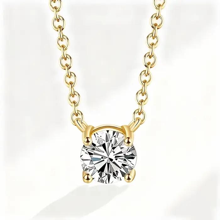 Collier en argent Sterling 925 plaqué or 18 carats, chaîne de clavicule polyvalente en Zircon brilla