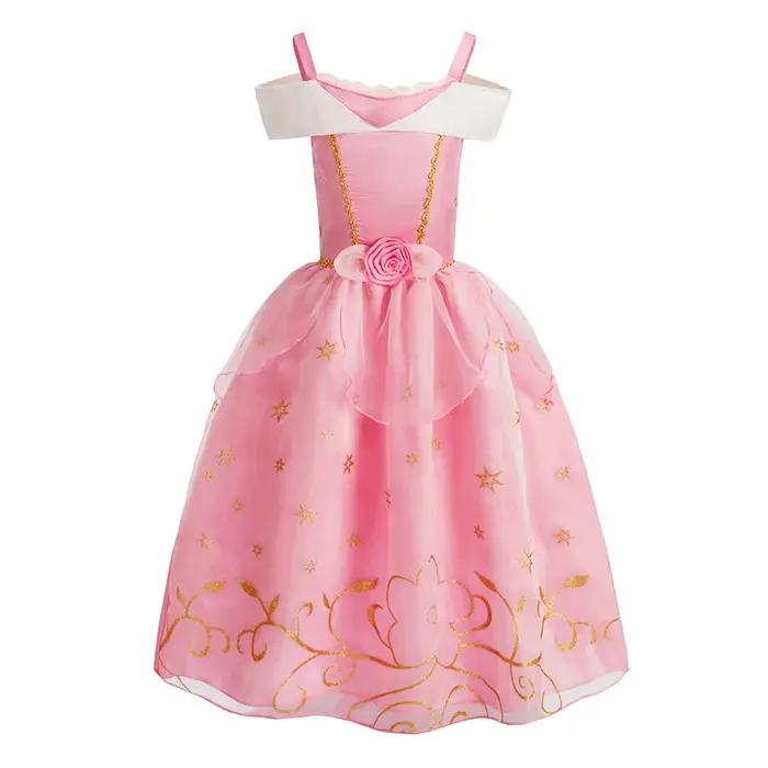 Robe carnaval bretelles petites filles Aurora princesse luxe - Été Noël vêtements éducatifs