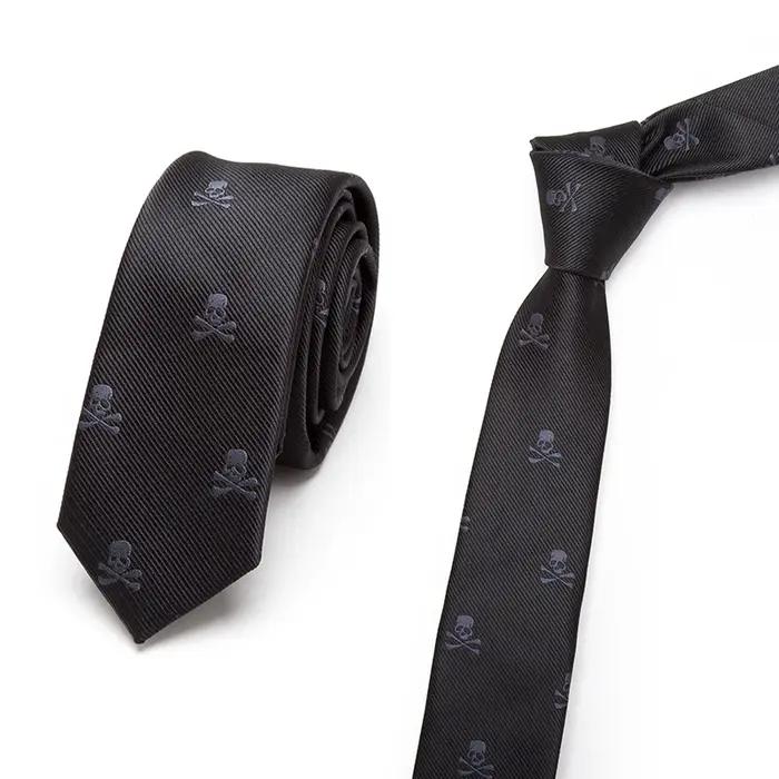 Cravates noires fines en Polyester pour hommes et femmes, classiques, à la mode, décontractées, fête