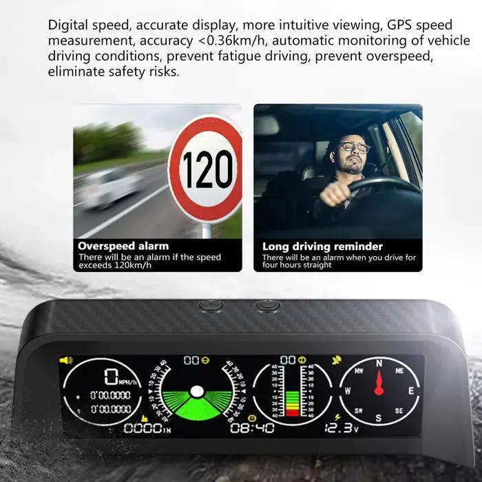 Nouveau compteur de vitesse GPS X90 Head Up PMH KMH, inclinomètre, ordinateur de bord de voiture ave