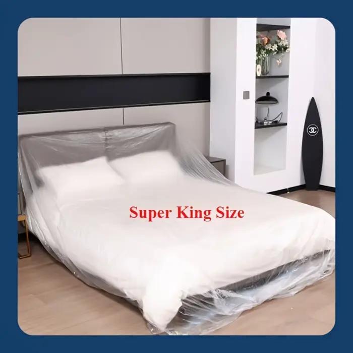 Housses de lit extra larges en plastique jetable pour matelas grands formats gain de place pour chambre à coucher usage quotidien et occasions spéciales