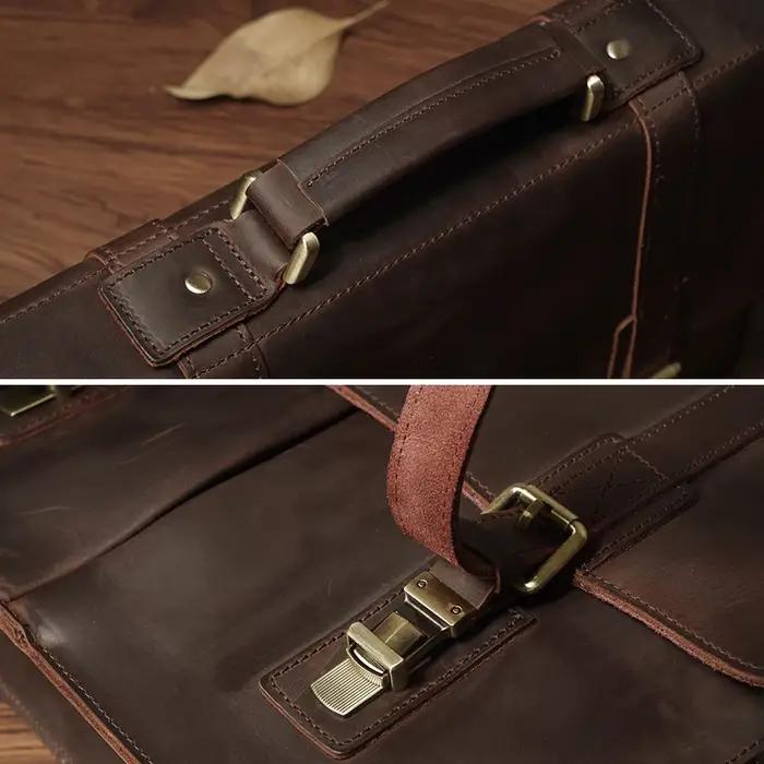 NUKA-Sac à main d'affaires en cuir véritable pour hommes, sac à main en cuir de vachette vintage, sa