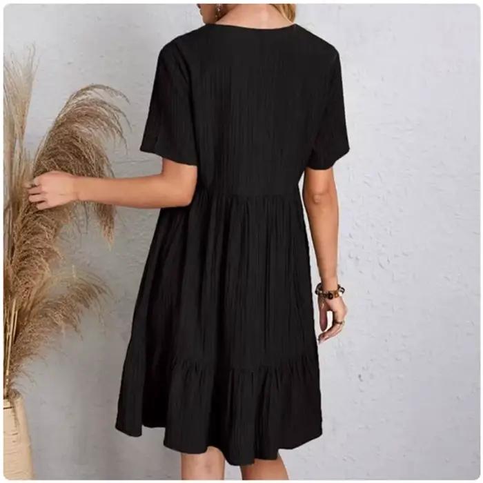 Robes péplum d'été pour femmes, col en v, manches courtes, taille ample, à volants, évasées, robes d