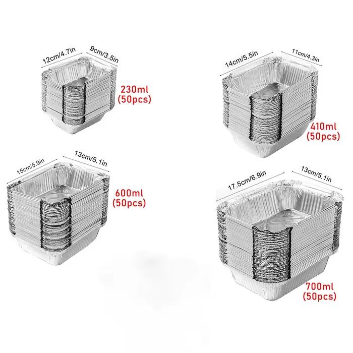 50 pièces de papier d'aluminium jetable, différentes tailles, les poêles en étain sont parfaites pou