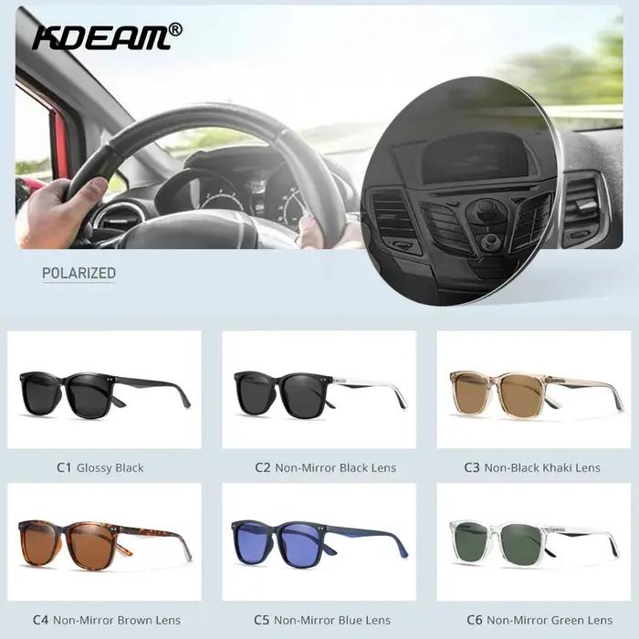 KDEAM-Lunettes de soleil avec verres polarisés pour homme, monture carrée en matériau TR90, charnièr