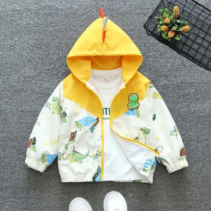 Veste à capuche dinosaure dessin animé pour bébés garçons, vêtements pour tout-petits, coupe-vent dé