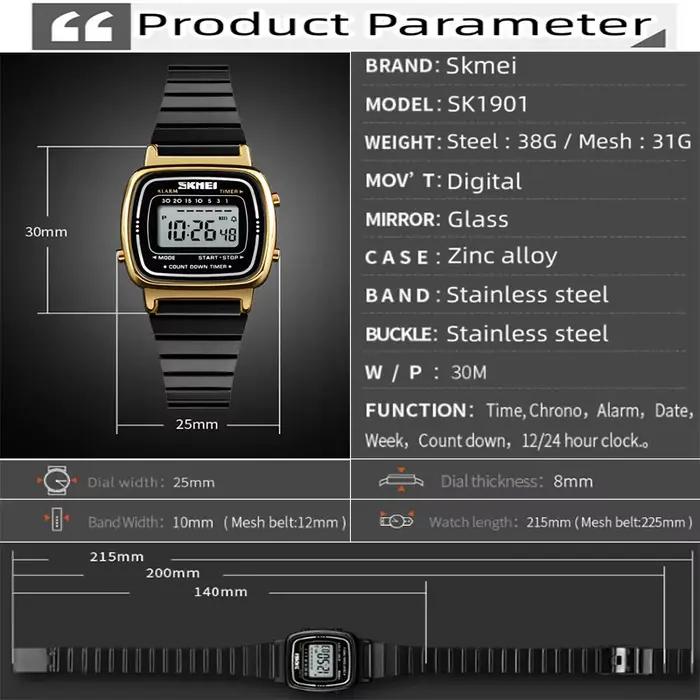 Skmei femmes Bracelet robe montres marque de luxe Bracelet en acier inoxydable mode étanche numériqu