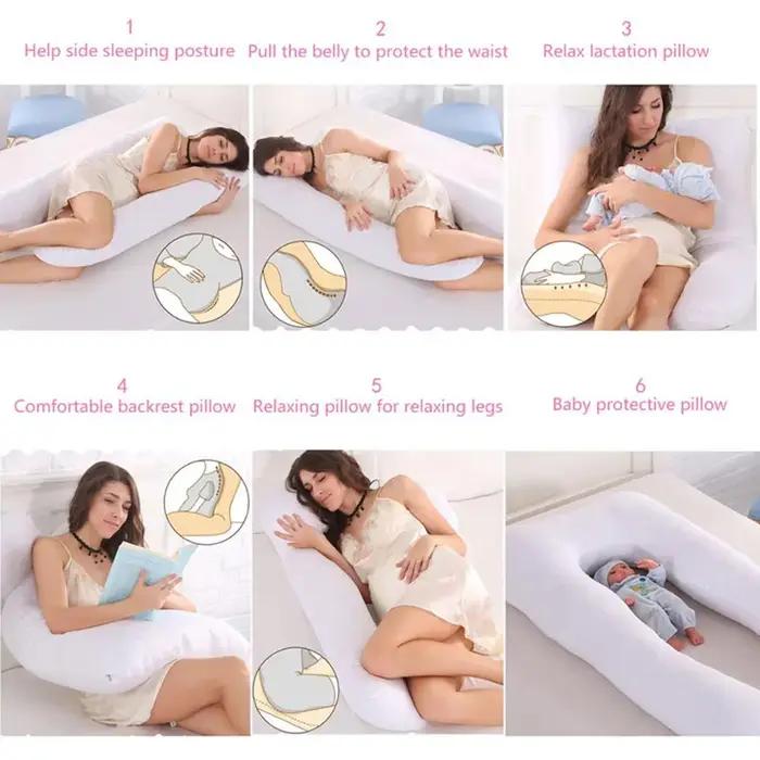 PANGDUBE oreiller de grossesse 130*70 cm oreiller de taille de couchage pour les femmes enceintes or