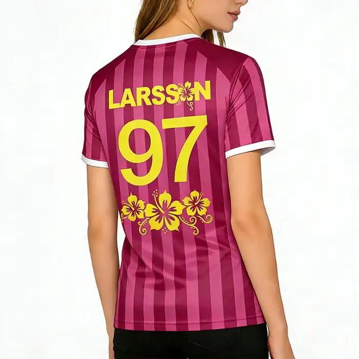 Zara Larsson Midnight Sun Pink Football Jersey Street T-shirt unisexe imprimé tendance à col rond, t