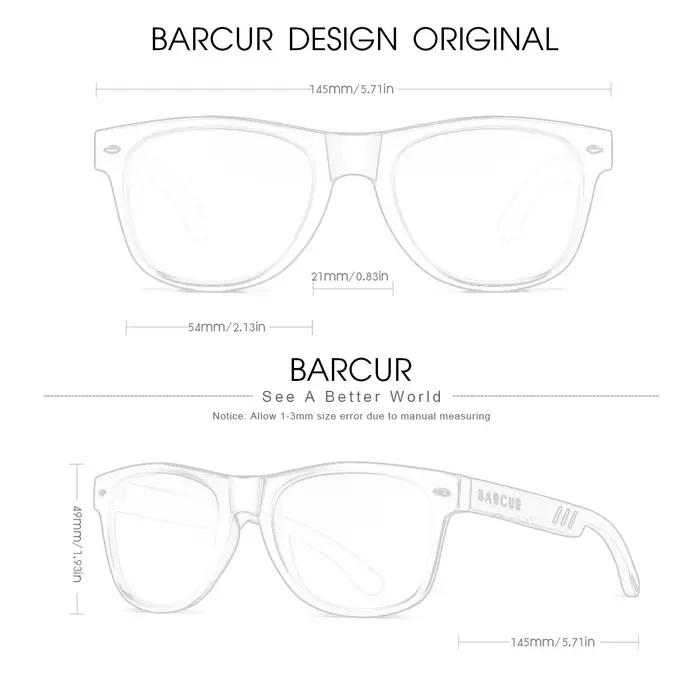 BARCUR-Lunettes de soleil en bois pour hommes et femmes, design naturel, brochure, protection UV