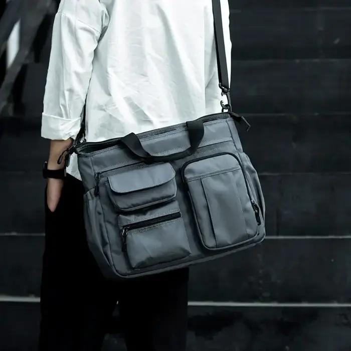 Sac à bandoulière étanche pour hommes, sacoche à 14 poches, sac à main de voyage Oxford, sacs de tra