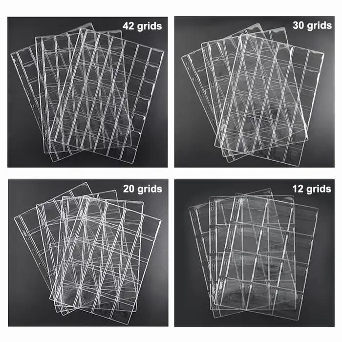 12/20/30/42 grilles Album de pièces de monnaie Pages PVC poche sans acide porte-monnaie timbre Colle