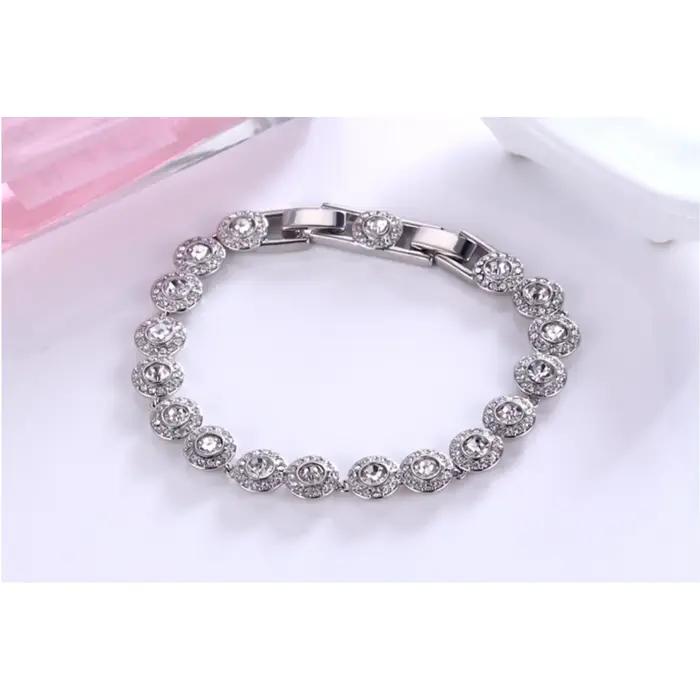 Ensemble de bijoux ronds en cristal, goutte d'eau, haute, à la mode, éblouissant, Bracelet, boucle d