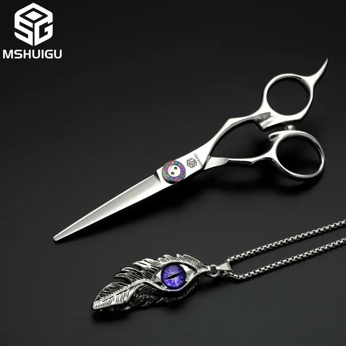 MSHUIGU Ciseaux à cheveux professionnels multifonctionnels, ciseaux à effiler 440C 4-6,5 pouces, out