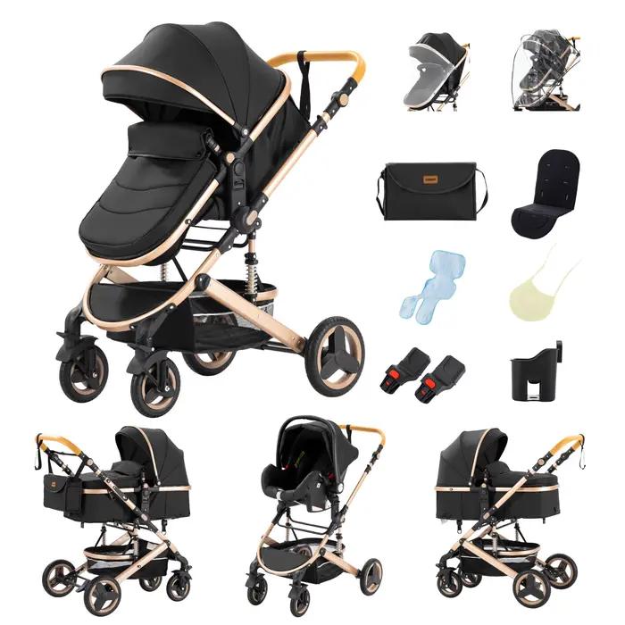 Poussette de luxe 3 en 1 pour bébé, portable, pliable, avec cadre en aluminium, pour nouveau-né et n