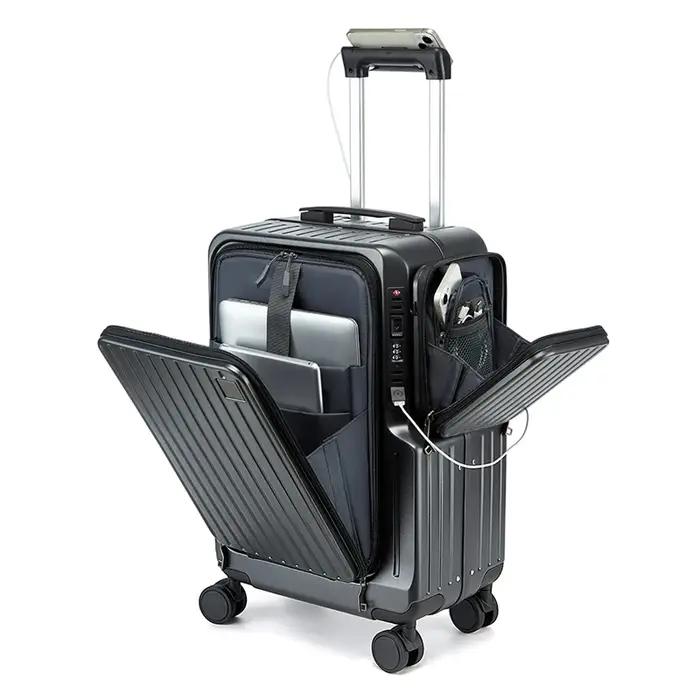 Valise à bagages à main à ouverture frontale, boîtier de chariot multifonctionnel de 20 pouces, cabi