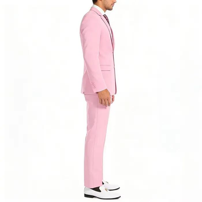 Costume de Mariage Rose Luxe pour Homme 2026 – Ensemble 2 Pièces Haut de Gamme Slim Fit (Veste et Pa