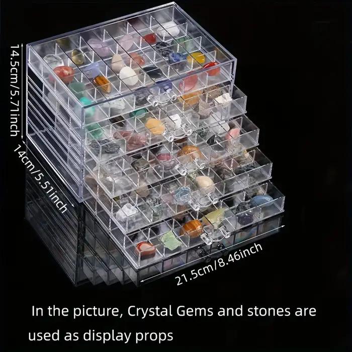 Vitrine en cristal – Boîte de rangement en plastique transparent pour la collection de pierres natur