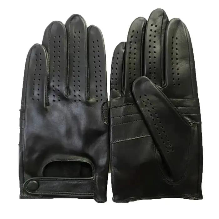 Gants antidérapants en cuir véritable pour hommes, à la mode, respirants, à trous, pour Sports d'été