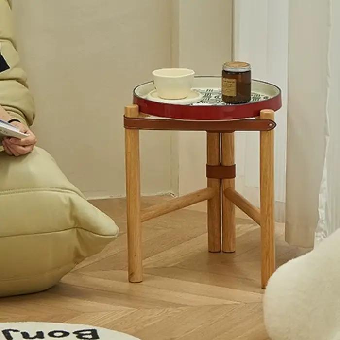 Tables basses de luxe en bois massif, table d'appoint de canapé vintage, petite escalier circulaire