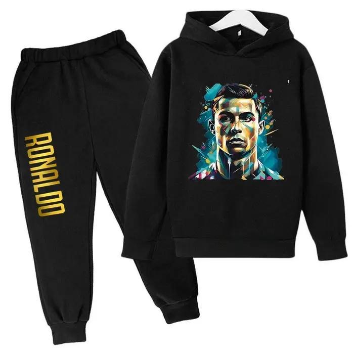 Ensemble de survêtement pour enfants Ronaldo CR7, imprimé, 2 pièces, sweat à capuche et pantalon, vê