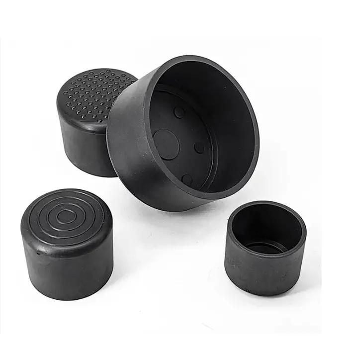 Manchon de tuyau rond en caoutchouc souple PVC noir, capuchon de Tube, coussin de pied de Table et d