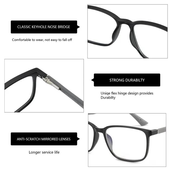 ZENOTTIC Deux ensembles de lunettes de lecture à lumière bleue pour hommes, lecteurs de monture carr