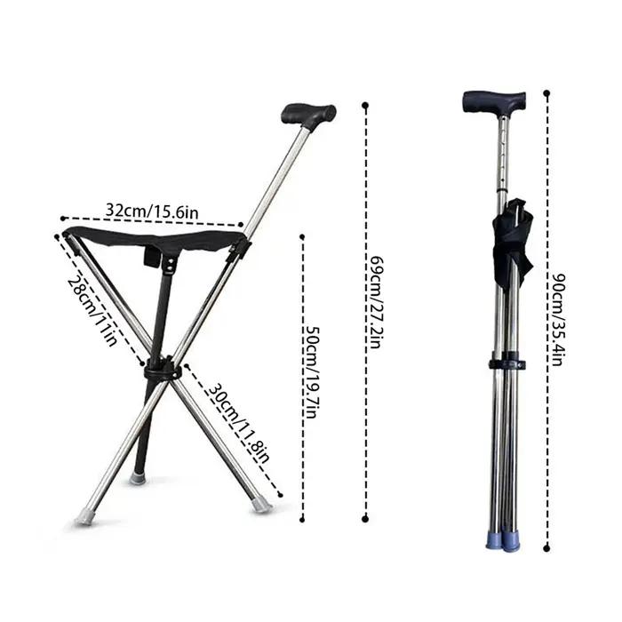 Canne pliable, siège facile à transporter, tabouret Portable, chaise pliante, poignée antidérapante,