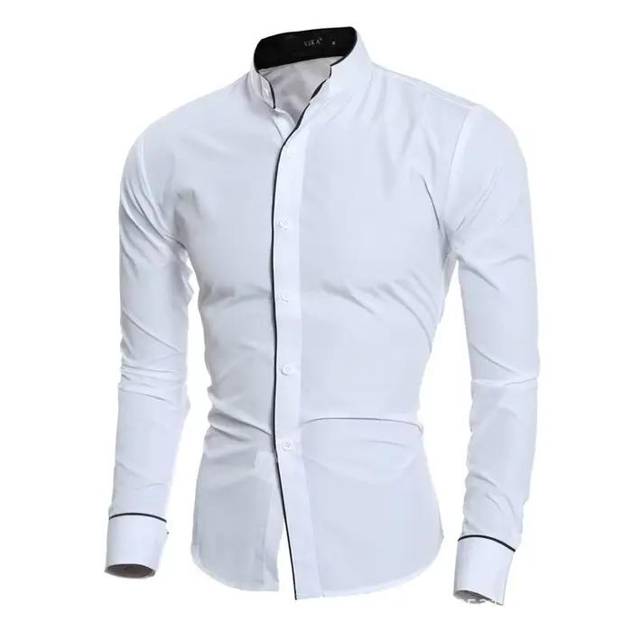 Chemise à manches longues pour hommes, couleur unie, Simple, décontractée, Version coréenne, coupe c