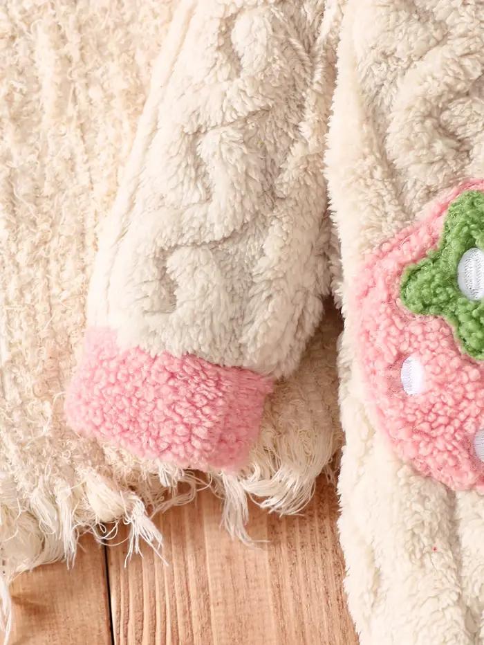 Ensemble barboteuse bébé en polaire épaisse double face avec col en peluche, barboteuse tricotée à m