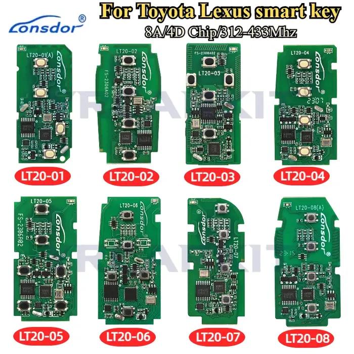 Lonsdor-Clé télécommande intelligente LT20 universelle, pour Toyota, Lexus, Subaru 8A, puce 4D, A433