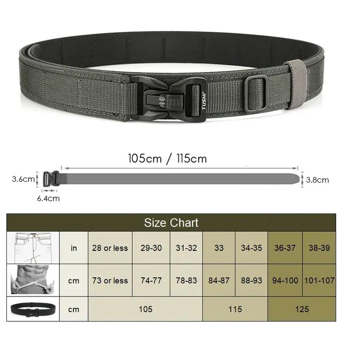 VATLTY Nouveau Ceinture de pantalon rigide pour hommes Boucle en métal Ceinture tactique militaire à