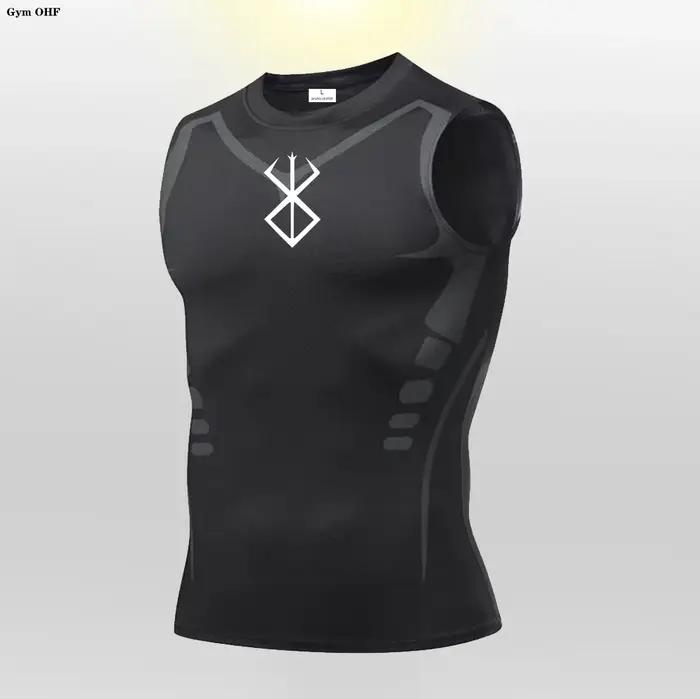 Anime Compression chemise hommes débardeur de gymnastique vêtements de Fitness musculaire Sport sans