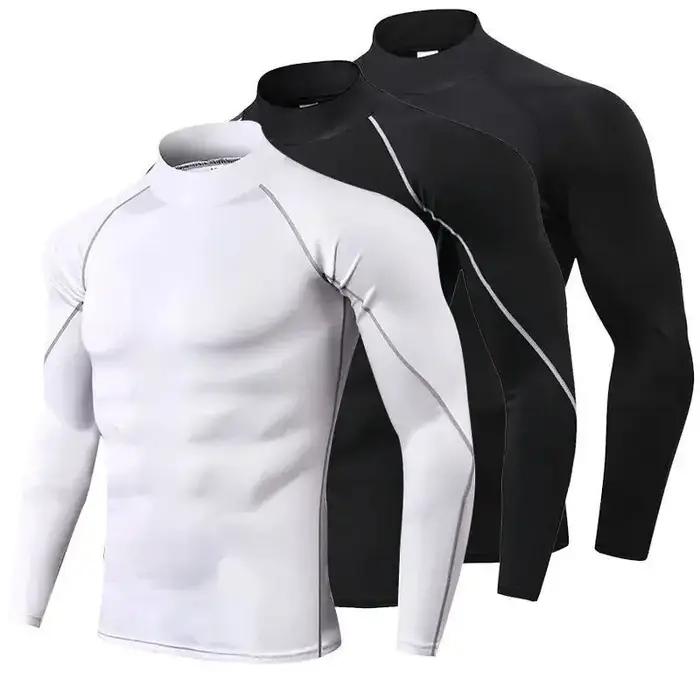 Compression t-shirt hommes à manches longues musculation Sport t-shirts décontracté séchage rapide g