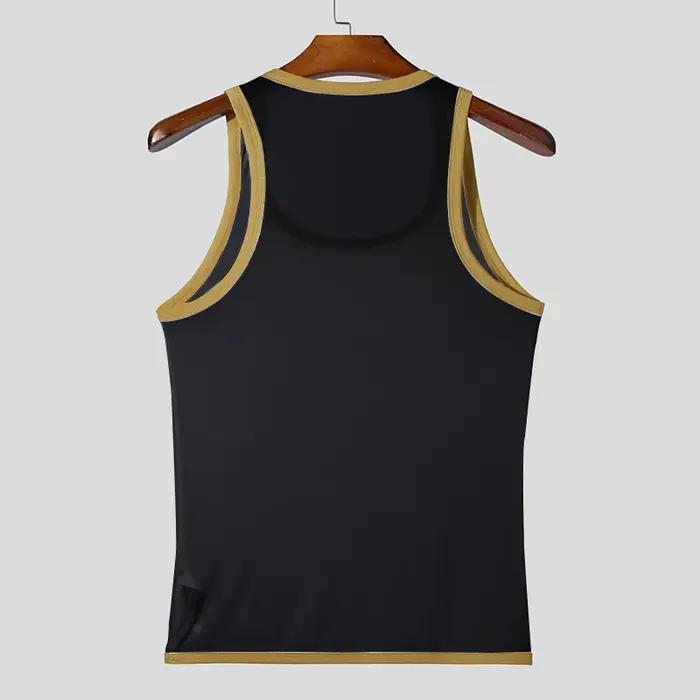 Nouveaux hommes maille débardeurs été 2025 Clubwear gilet décontracté col en U sans manches contrast