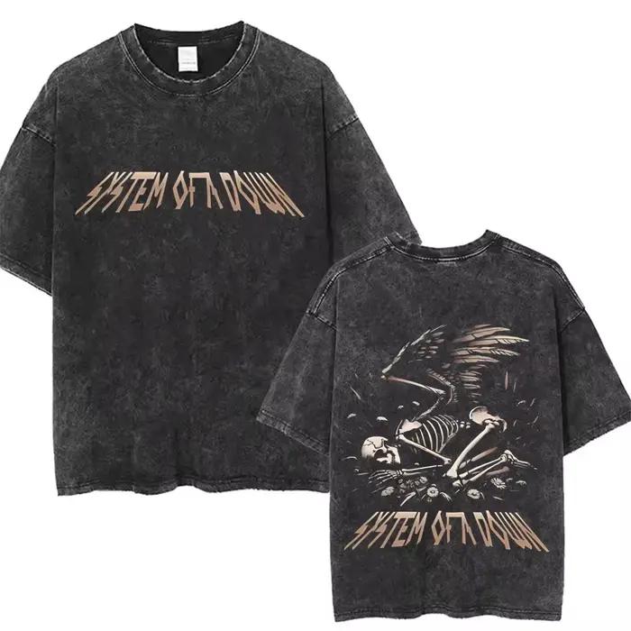 Système d'un Album de toxicité duvet graphique lavé T-shirts hommes femmes Rock surdimensionné t-shi