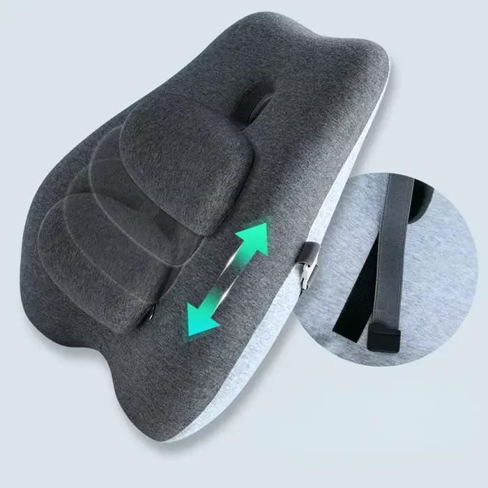 Oreiller de taille en coton à mémoire de forme pour dossier de siège de bureau, peut être ajusté pou